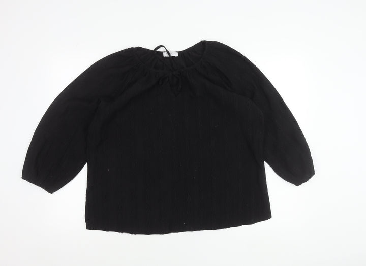 Papaya Women’s Black Size 14 Tunic Blouse 3/4 Sleeve Scoop Neck