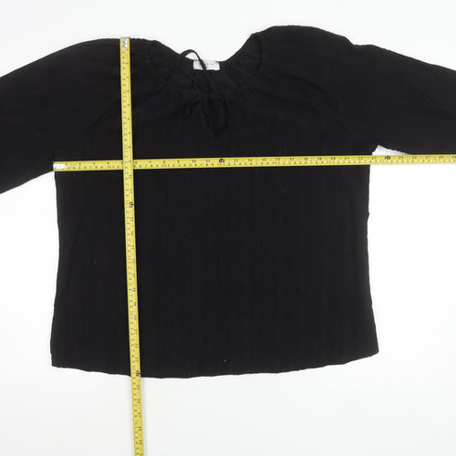 Papaya Women’s Black Size 14 Tunic Blouse 3/4 Sleeve Scoop Neck
