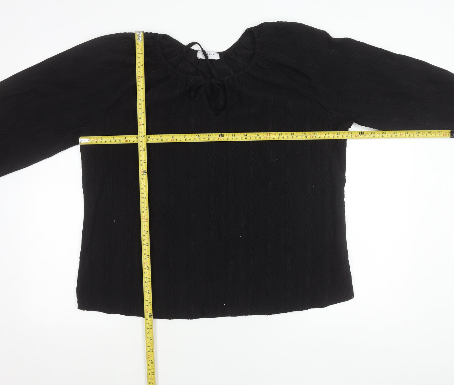 Papaya Women’s Black Size 14 Tunic Blouse 3/4 Sleeve Scoop Neck