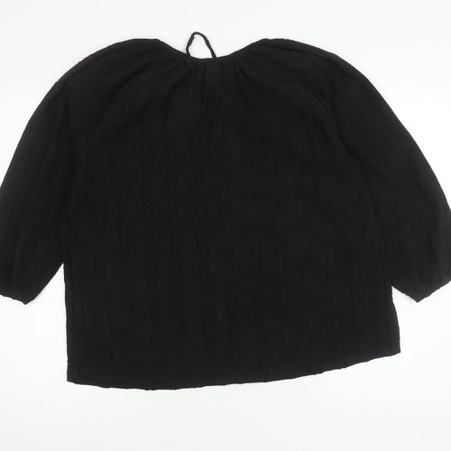 Papaya Women’s Black Size 14 Tunic Blouse 3/4 Sleeve Scoop Neck