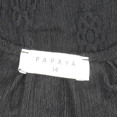 Papaya Women’s Black Size 14 Tunic Blouse 3/4 Sleeve Scoop Neck