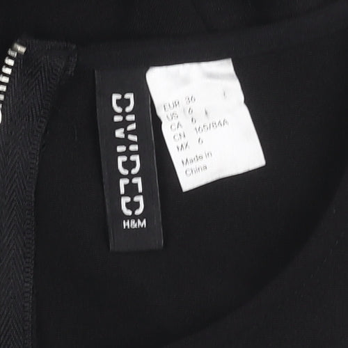 H&M Women’s Black Skater Dress Size 8 Sleeveless Cut Out Zip