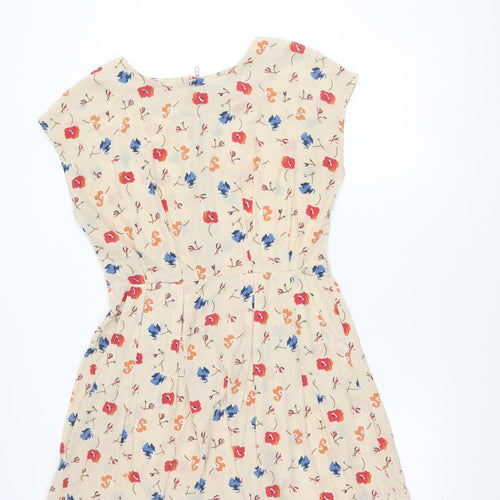 Glamorous Women’s Beige Floral A-Line Short Sleeveless Dress Size 12