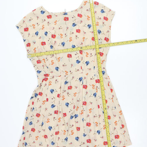 Glamorous Women’s Beige Floral A-Line Short Sleeveless Dress Size 12