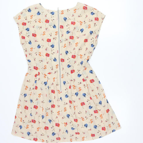 Glamorous Women’s Beige Floral A-Line Short Sleeveless Dress Size 12