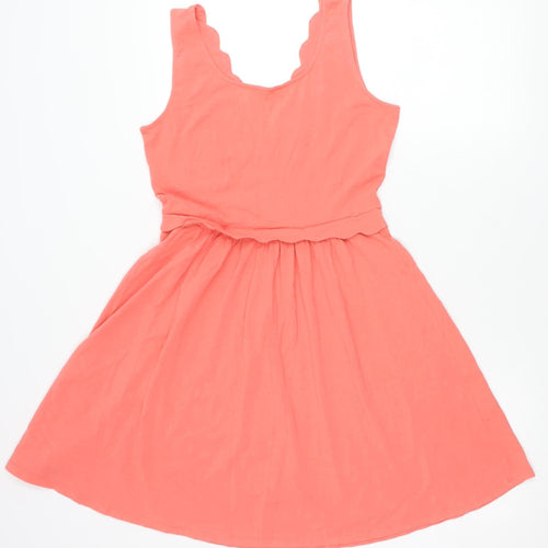 Warehouse Womens Pink Skater Dress UK 12 Sleeveless Jersey Summer