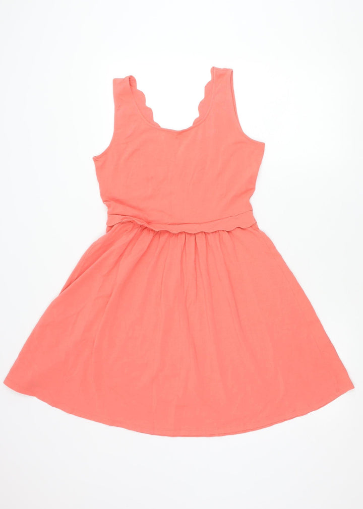Warehouse Womens Pink Skater Dress UK 12 Sleeveless Jersey Summer