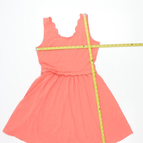 Warehouse Womens Pink Skater Dress UK 12 Sleeveless Jersey Summer