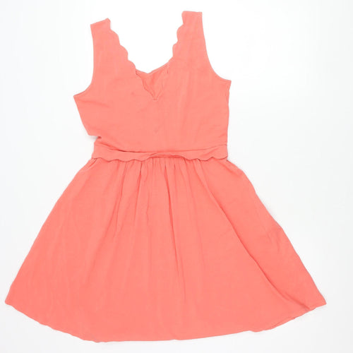 Warehouse Womens Pink Skater Dress UK 12 Sleeveless Jersey Summer