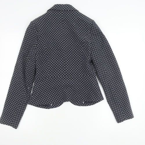 Tu Women’s Blue Geometric Blazer Size 8 Single Breasted Jacket