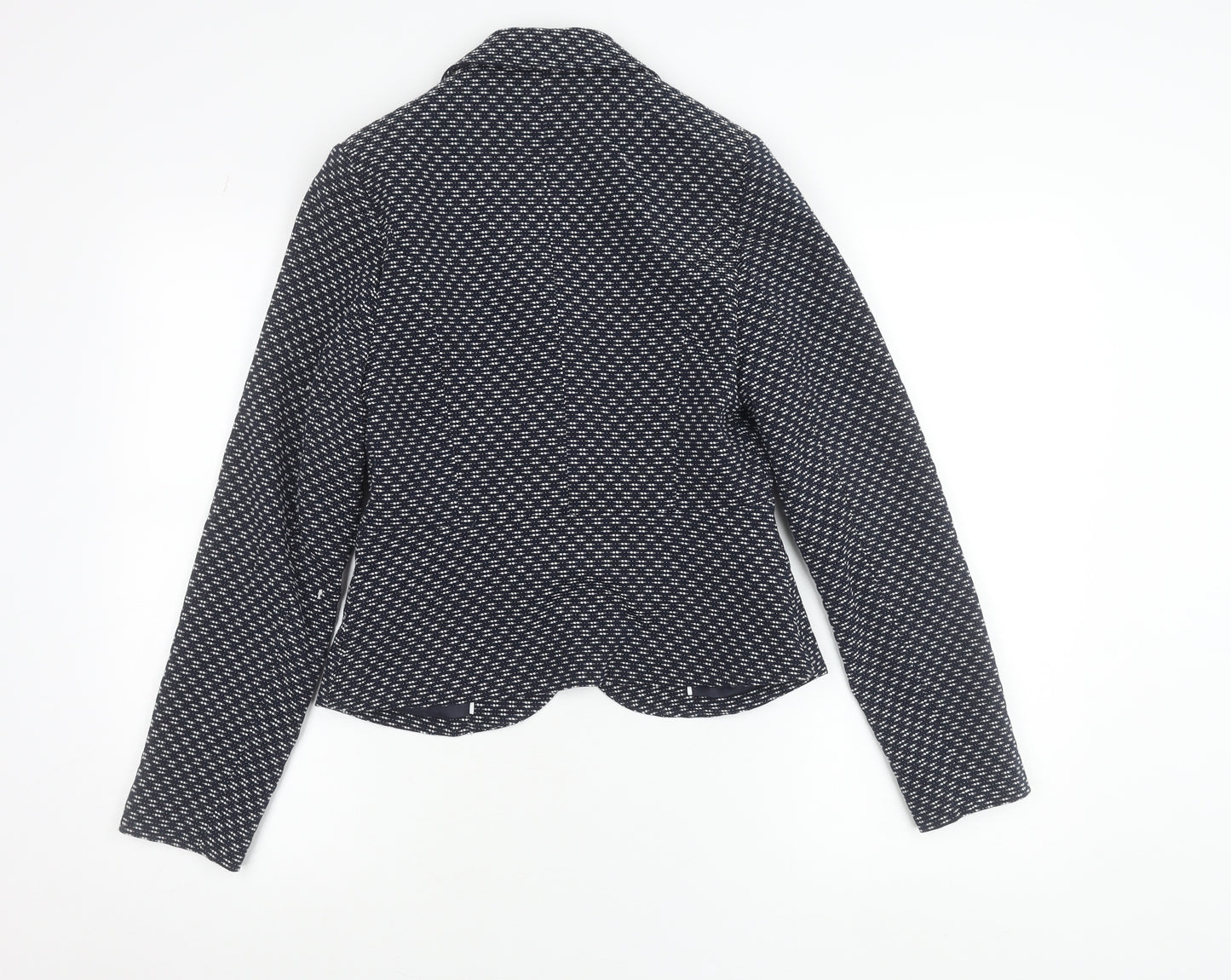 Tu Women’s Blue Geometric Blazer Size 8 Single Breasted Jacket
