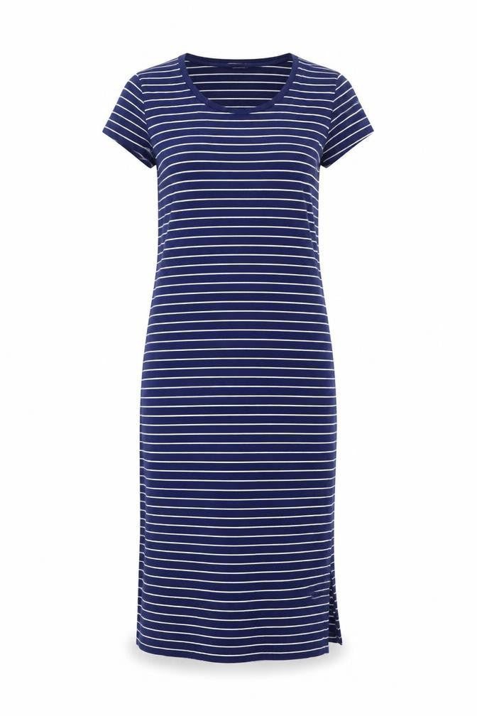 Isaac Mizrahi Live Women Blue XS Striped T-Shirt Dress Short Sleeve