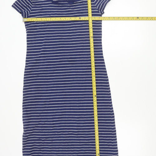 Isaac Mizrahi Live Women Blue XS Striped T-Shirt Dress Short Sleeve