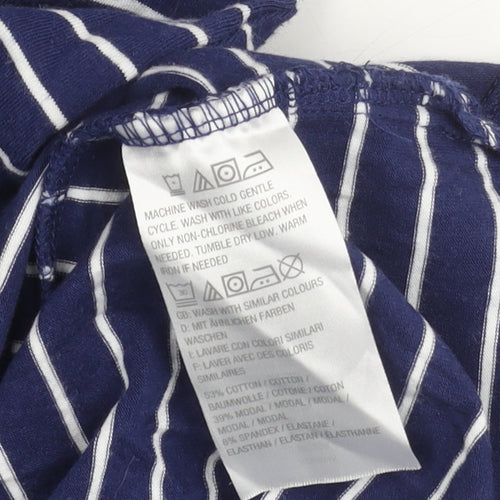 Isaac Mizrahi Live Women Blue XS Striped T-Shirt Dress Short Sleeve