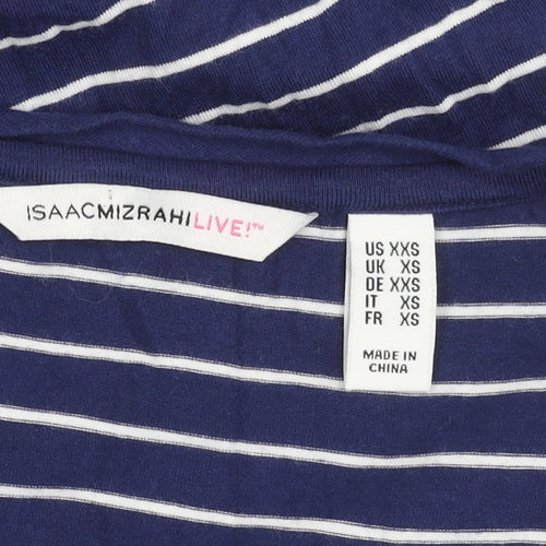 Isaac Mizrahi Live Women Blue XS Striped T-Shirt Dress Short Sleeve