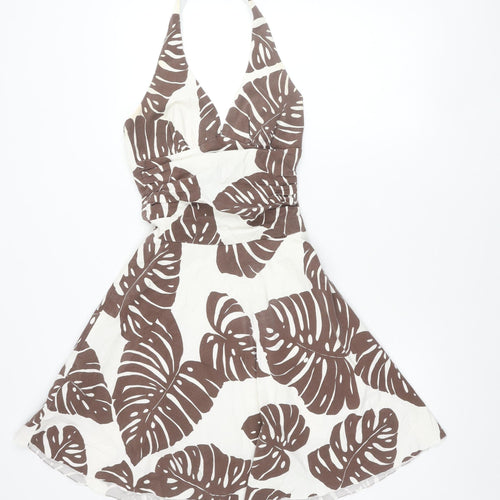 Ruby Rox Women’s Brown White Halter Short Dress Size 8 Cotton