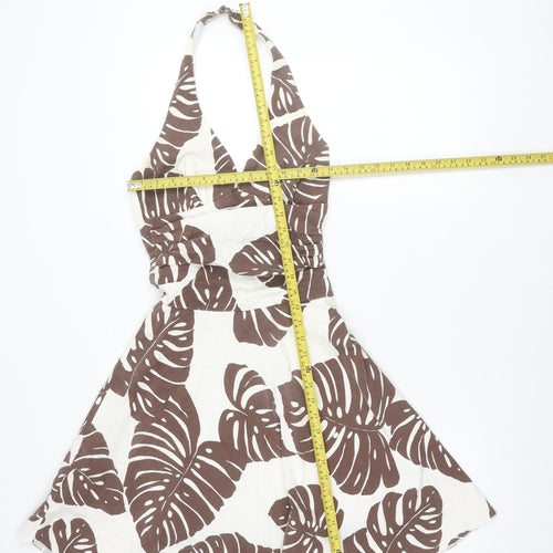 Ruby Rox Women’s Brown White Halter Short Dress Size 8 Cotton