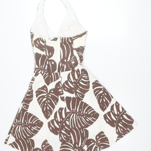 Ruby Rox Women’s Brown White Halter Short Dress Size 8 Cotton