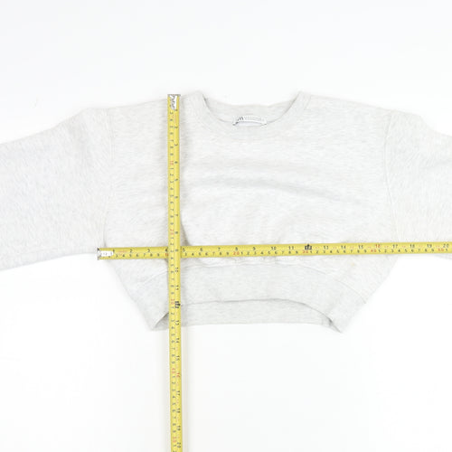 Zara Women Grey Cotton Blend Pullover Sweatshirt Size S