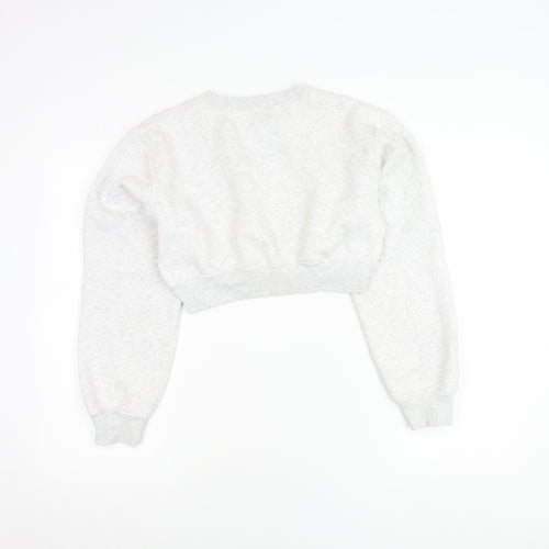 Zara Women Grey Cotton Blend Pullover Sweatshirt Size S