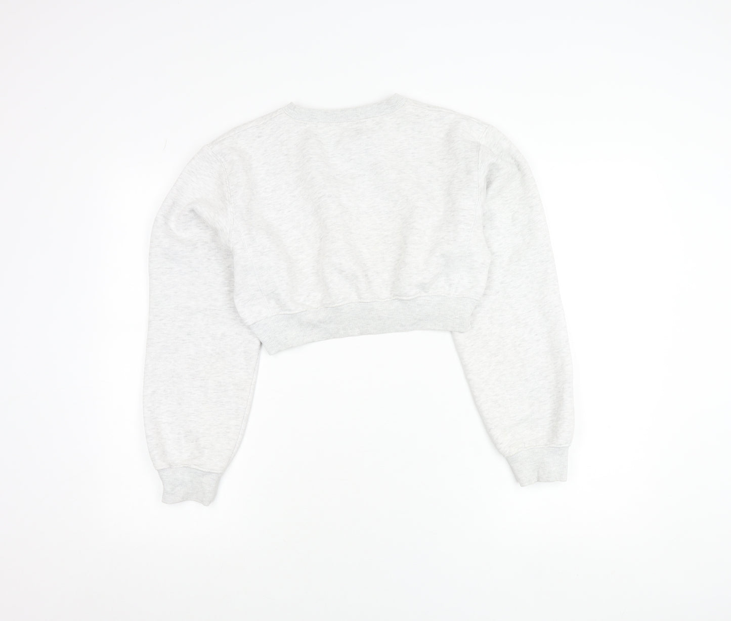 Zara Women Grey Cotton Blend Pullover Sweatshirt Size S