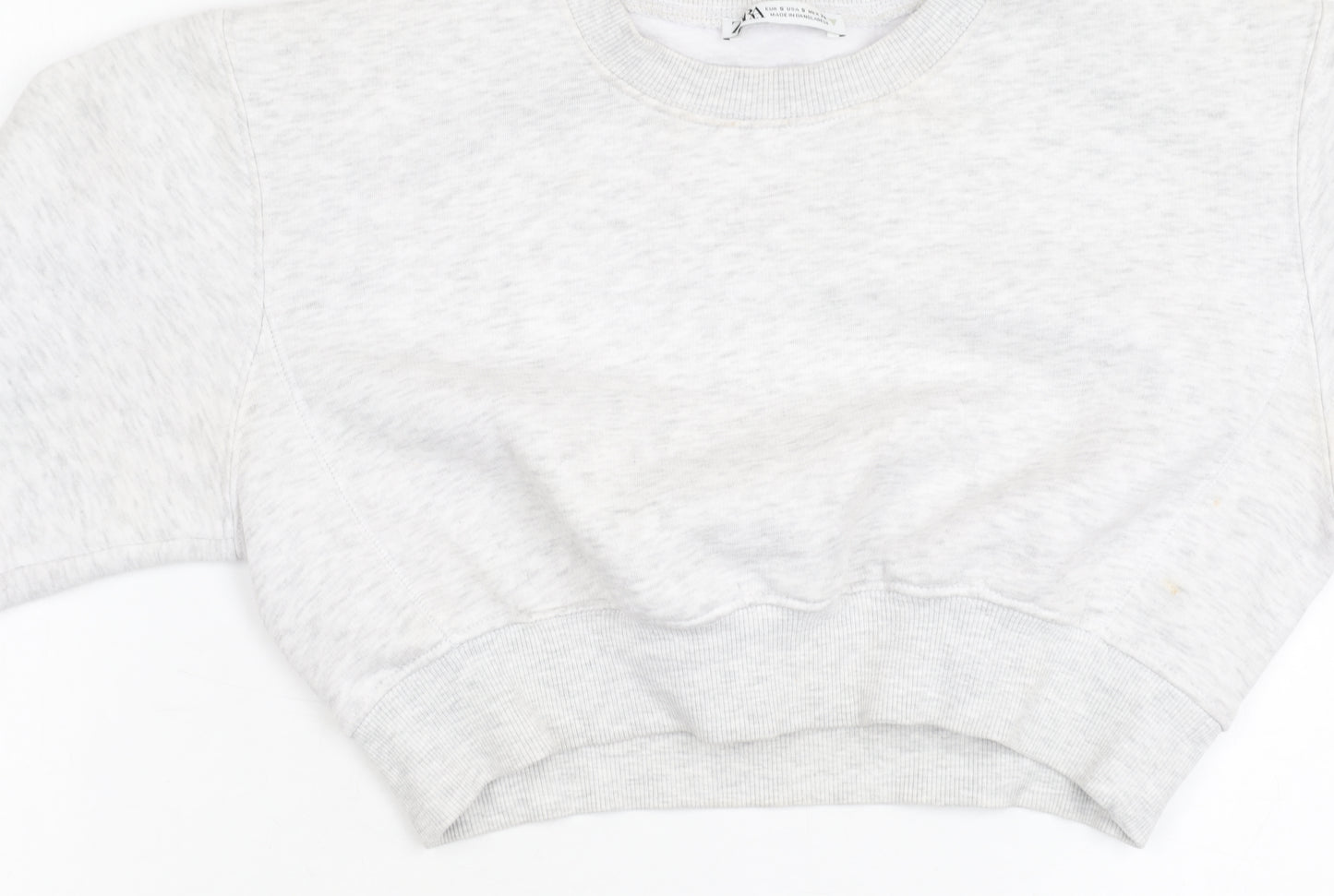 Zara Women Grey Cotton Blend Pullover Sweatshirt Size S