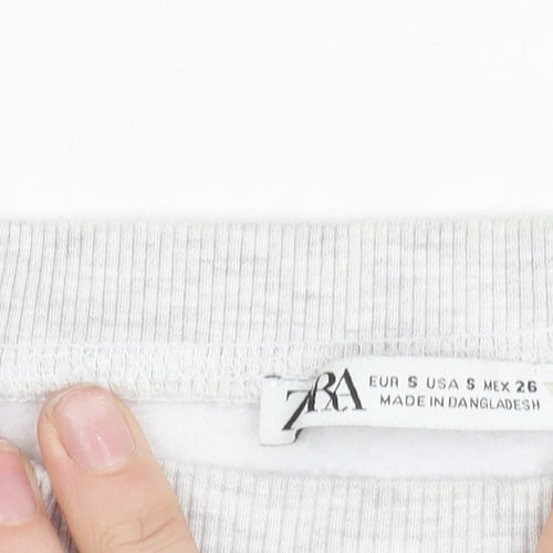 Zara Women Grey Cotton Blend Pullover Sweatshirt Size S