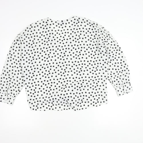 Primark Women’s White Polka Dot Wrap Blouse Size 10 Long Sleeve
