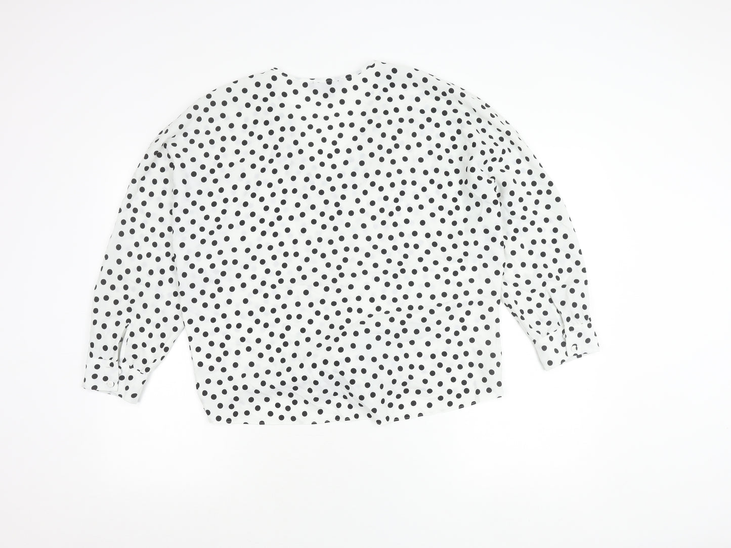 Primark Women’s White Polka Dot Wrap Blouse Size 10 Long Sleeve