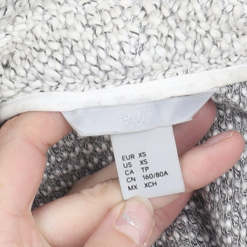 H&M Women’s Grey Knit Open Cardigan XS 3/4 Sleeve Casual Classic