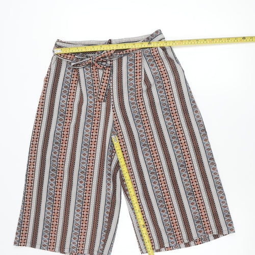 Atmosphere Women’s Multicoloured Geometric Wide-Leg Cropped Trousers Size 10