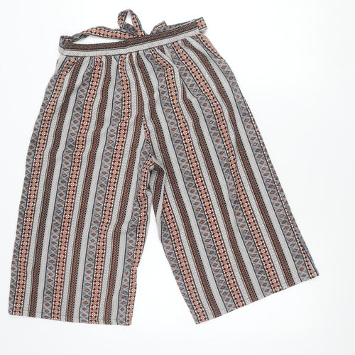 Atmosphere Women’s Multicoloured Geometric Wide-Leg Cropped Trousers Size 10