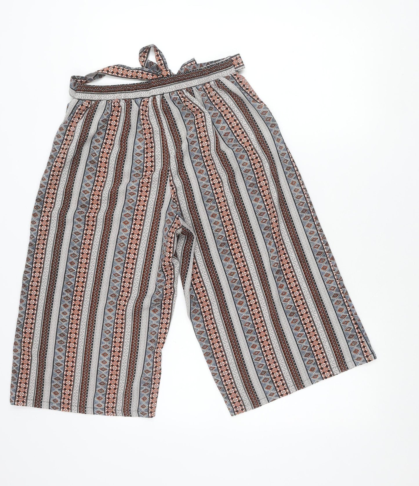 Atmosphere Women’s Multicoloured Geometric Wide-Leg Cropped Trousers Size 10