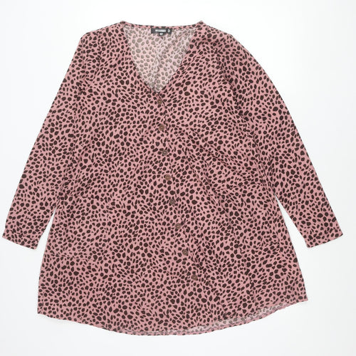 Missguided Women’s Pink Leopard Print Shift Mini Dress UK 6