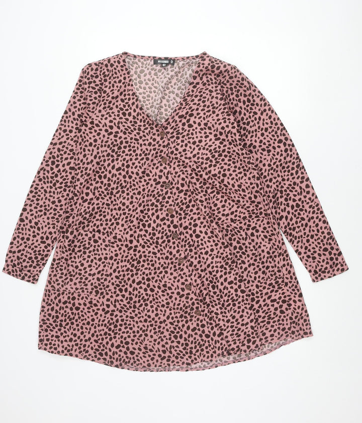 Missguided Women’s Pink Leopard Print Shift Mini Dress UK 6