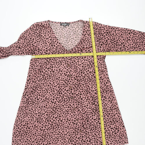 Missguided Women’s Pink Leopard Print Shift Mini Dress UK 6