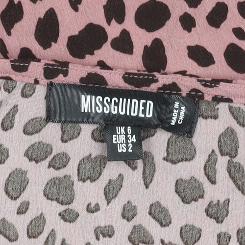 Missguided Women’s Pink Leopard Print Shift Mini Dress UK 6