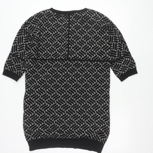 Soon Womens Black Geometric Pullover Jumper Size 14 Crew Neck