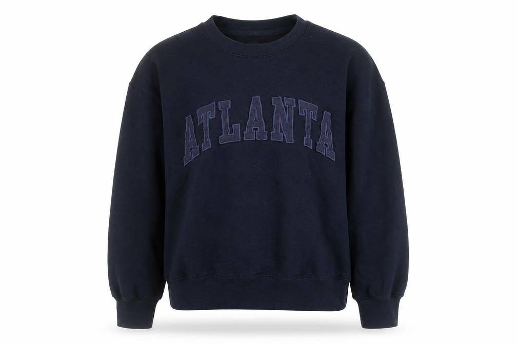 Front view of New York Popular women’s black small pullover sweatshirt atlanta logo