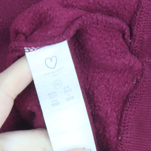 Primark Women’s Plus Size Red Pullover Sweatshirt 22/24 Cotton Blend