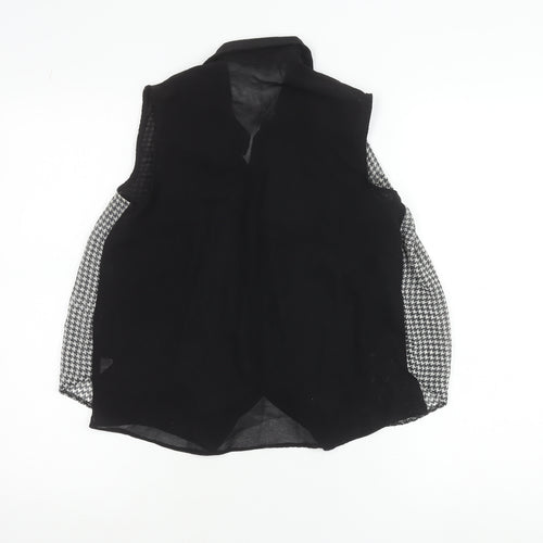 Atmosphere Womens Black Houndstooth Button Up Sleeveless Shirt Size 6