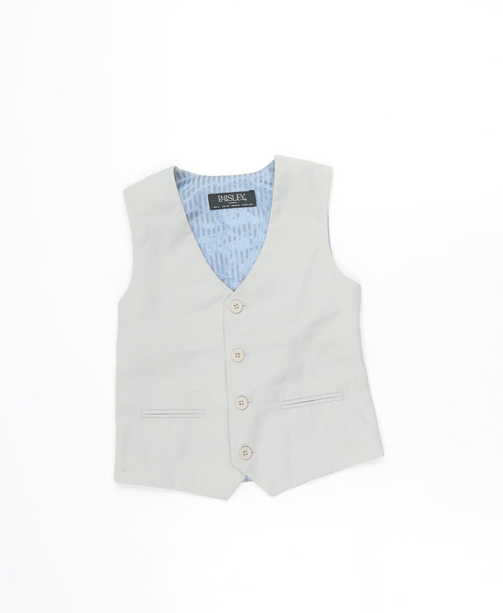 Paisley London Boys Beige Waistcoat 4 Years Formal Wedding Suit Vest