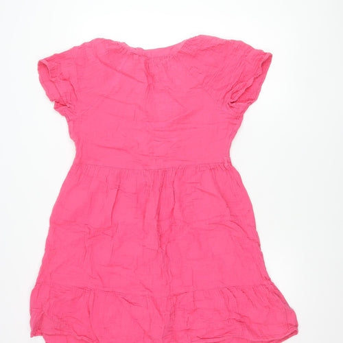 Nutmeg Women Pink Cotton Button Shirt Dress Size 10 Casual Summer