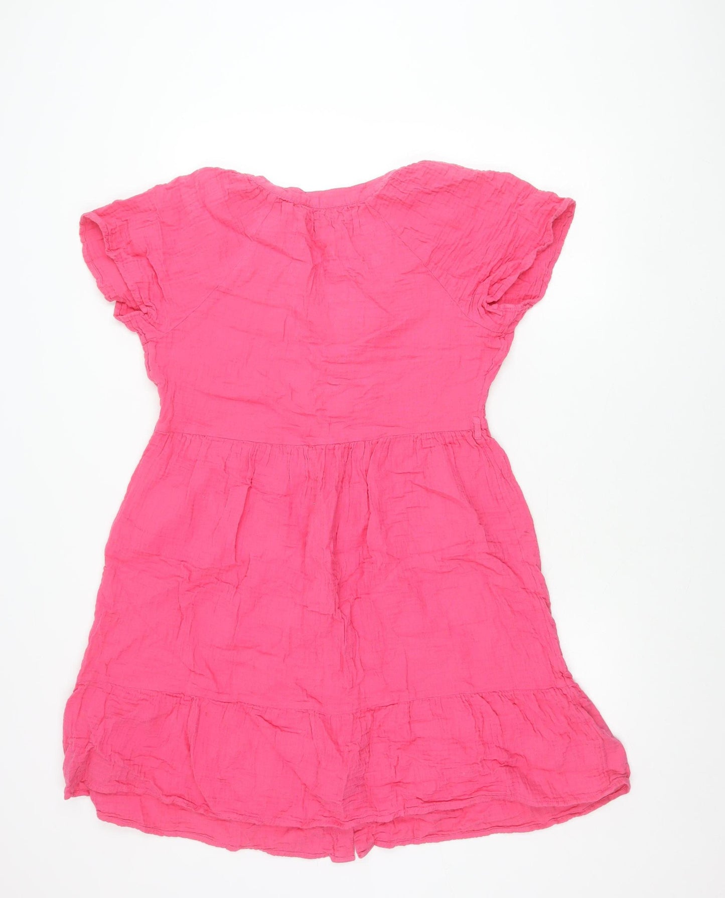 Nutmeg Women Pink Cotton Button Shirt Dress Size 10 Casual Summer