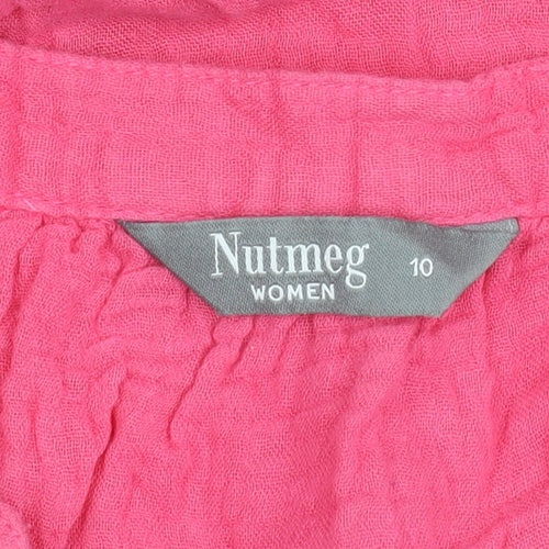Nutmeg Women Pink Cotton Button Shirt Dress Size 10 Casual Summer