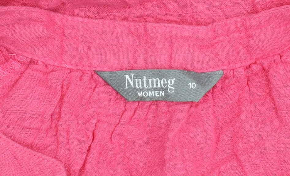 Nutmeg Women Pink Cotton Button Shirt Dress Size 10 Casual Summer
