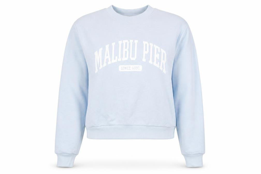 Zudio Women’s Blue XXS Pullover Sweatshirt Malibu Pier Print