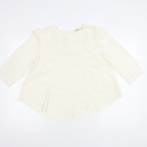 Elodie Womens Ivory Blouse Size M 3/4 Sleeve Tunic Top