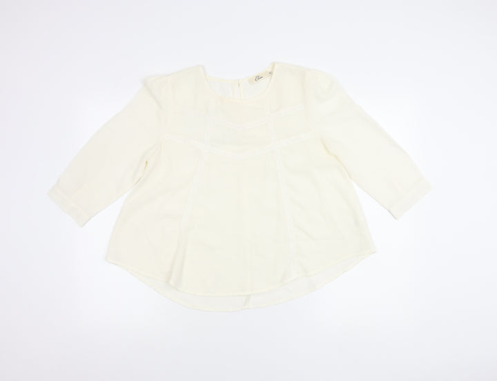 Elodie Womens Ivory Blouse Size M 3/4 Sleeve Tunic Top