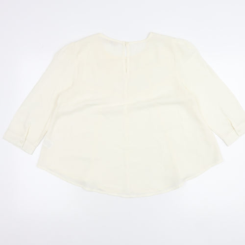 Elodie Womens Ivory Blouse Size M 3/4 Sleeve Tunic Top